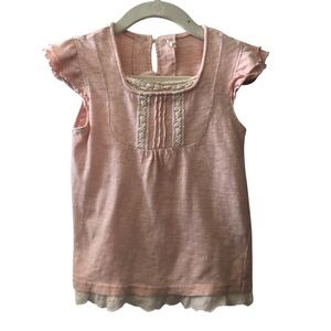 Biquete Boutique Pink Ruffle Lace Girls Blouse Shirt Size 4-5T 110cm